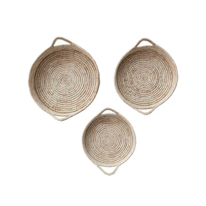 Round Grass & Date Leaf Baskets w/ Handles