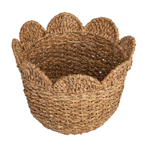 Braided Rattan Baskets w/ Scalloped Edge