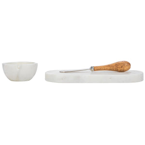 Marble Cheese/Serving Board w/ Marble Bowl & Canape Knife