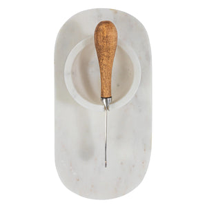 Marble Cheese/Serving Board w/ Marble Bowl & Canape Knife