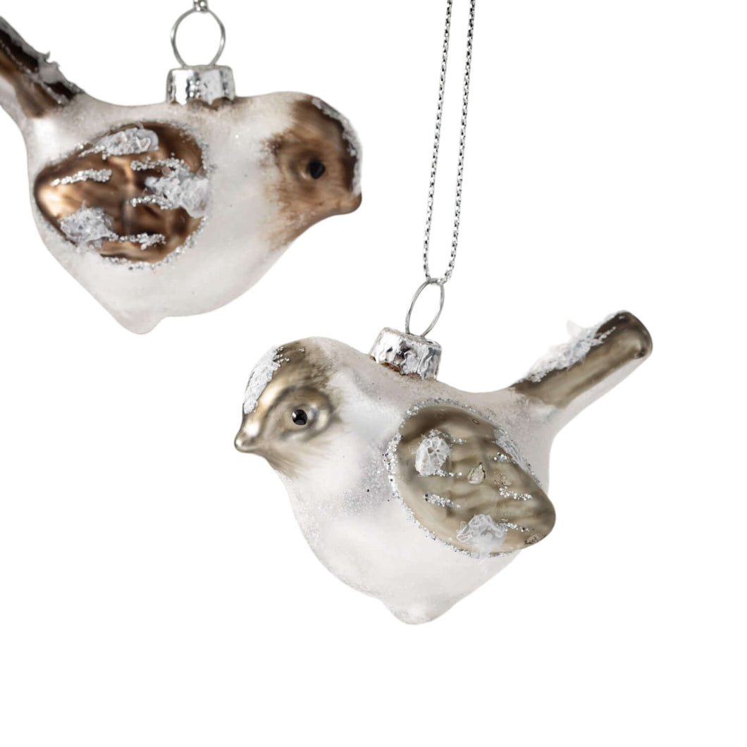 Neutral Glass Bird Ornament