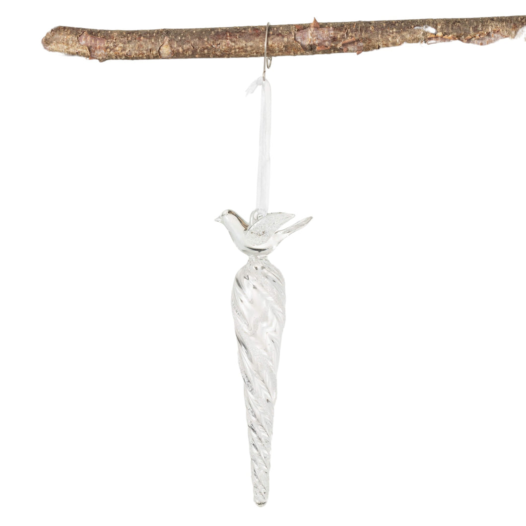 Frosted Bird Finial Ornament