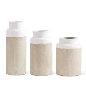 Tall Glazed Ceramic Vase - Cream