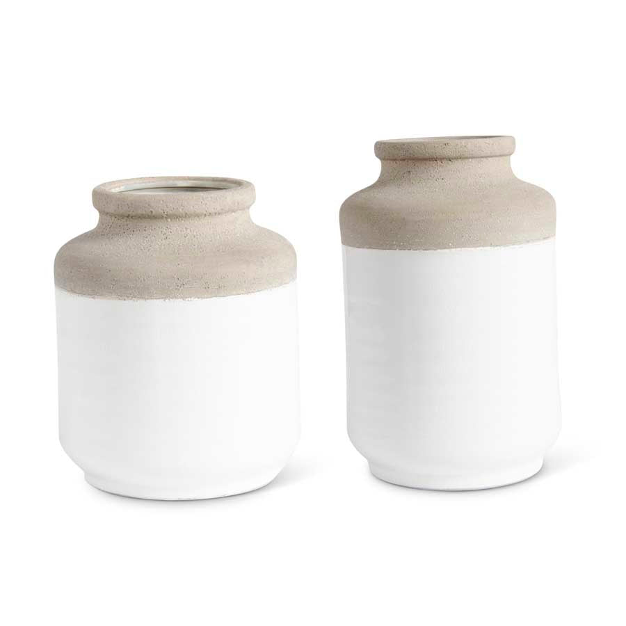 White & Natural Stone Ceramic Vase