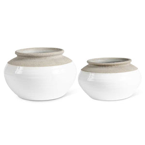 White & Natural Stone Ceramic Pot