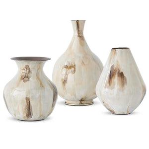 Ecru Enameled Vases with Water Color Effect - 3 Styles