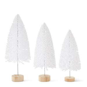 White Flocked Tree on Twisted Metal Spindle