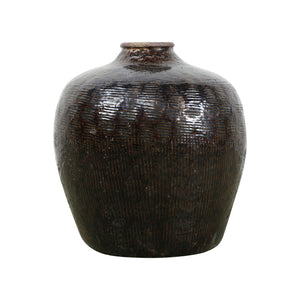 Vintage Dark Brown Glazed Wine Jar