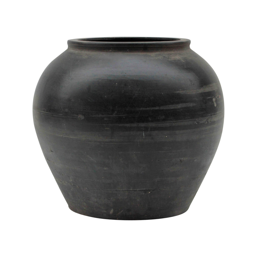 Vintage Black pottery Jar Large