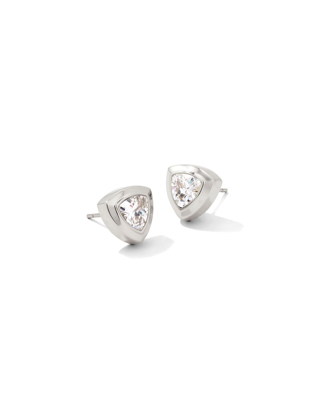 Arden Stud Earrings Rhodium White Crystal