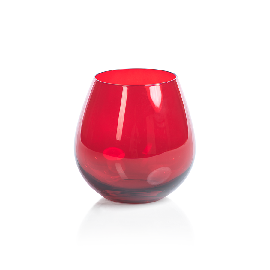 Stemless All-Purpose Glass Luster Red