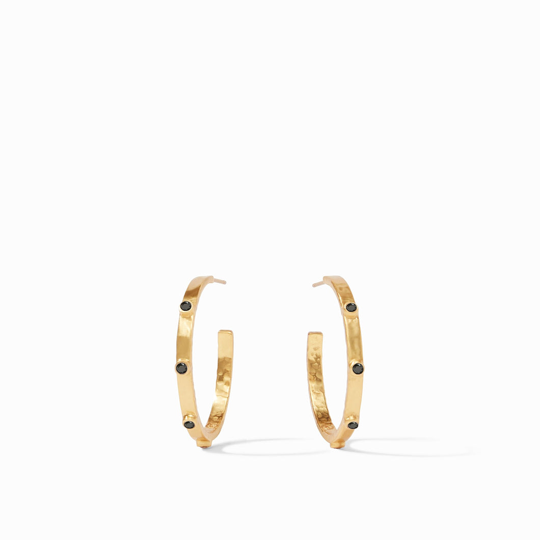 Crescent Stone Hoop - Obsidian Black