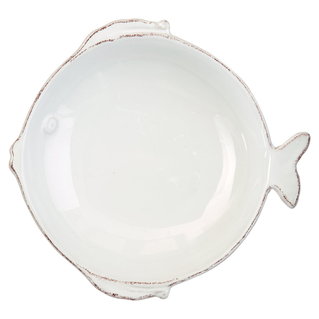 Melamine Lastra Fish White Medium Serving Bowl