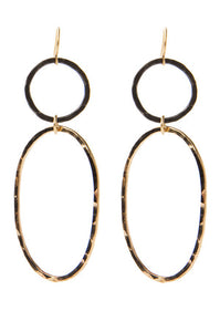 Hammered Gold & Blackened Silver Earrings