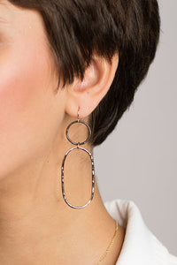 Hammered Gold & Blackened Silver Earrings