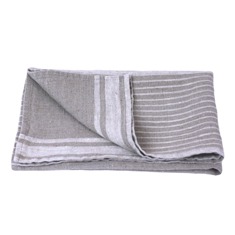Linen Hand Towel - Natural with Light Natural Stripes