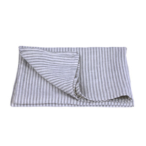 Linen Kitchen Towel - Grey White Thin Stripes