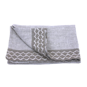 Linen Hand Towel - Natural with Lace