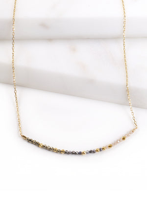 Sapphire Zircon Pyrite Bar Necklace