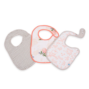 Watercolor Rose - Cotton Muslin Classic Bib 3 Pack