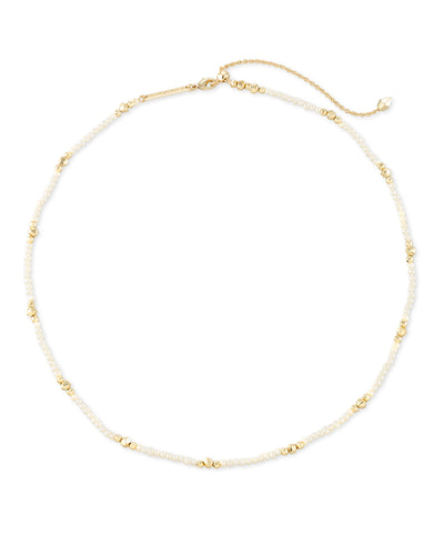 SCARLET CHOKER NECKLACE GOLD WHITE PEARL