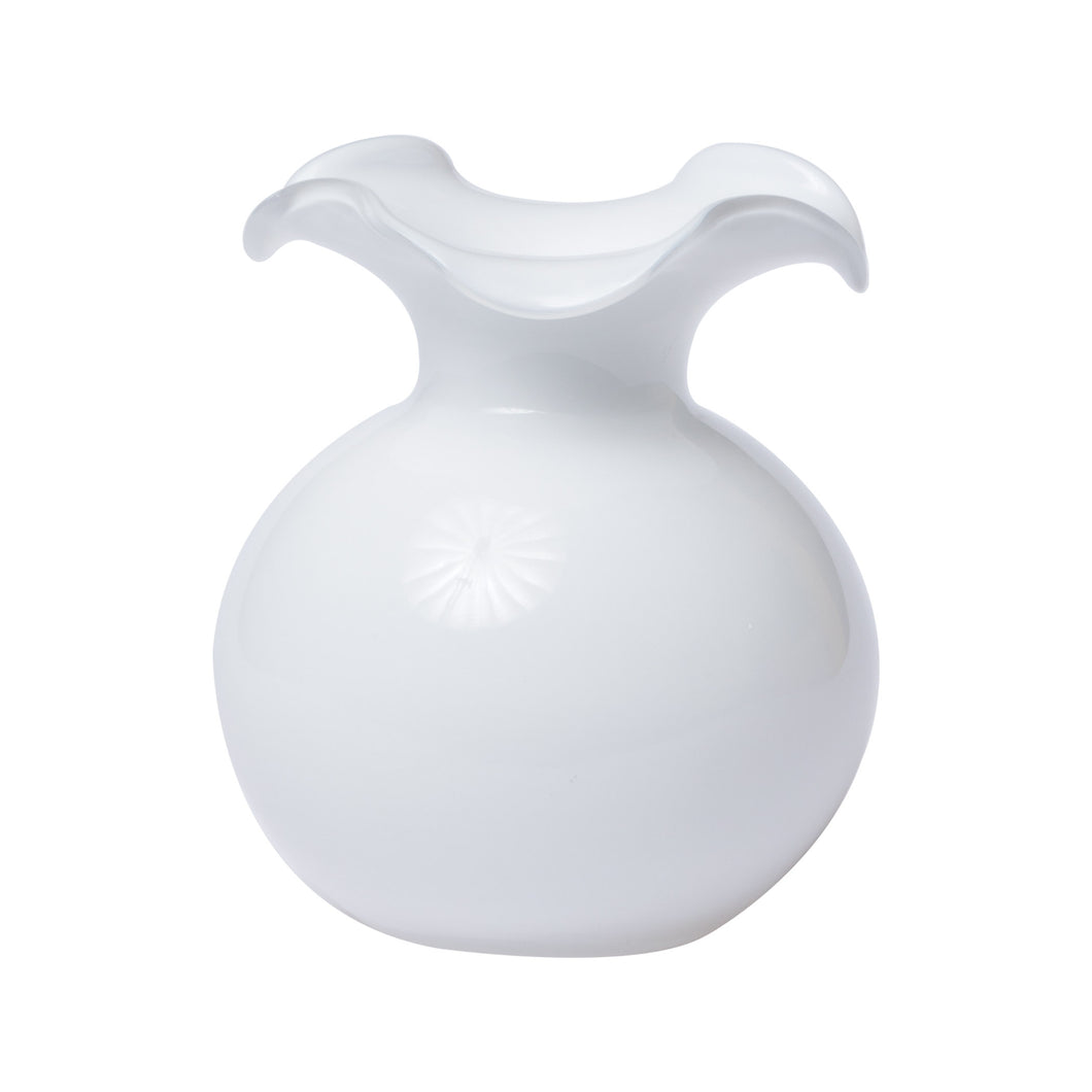 Hibiscus White Glass Vase Small