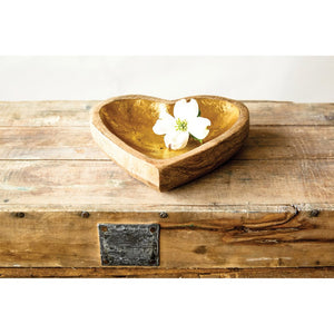 Wood Heart Tray - Gold