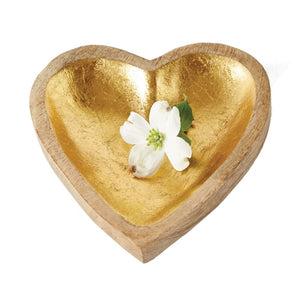 Wood Heart Tray - Gold