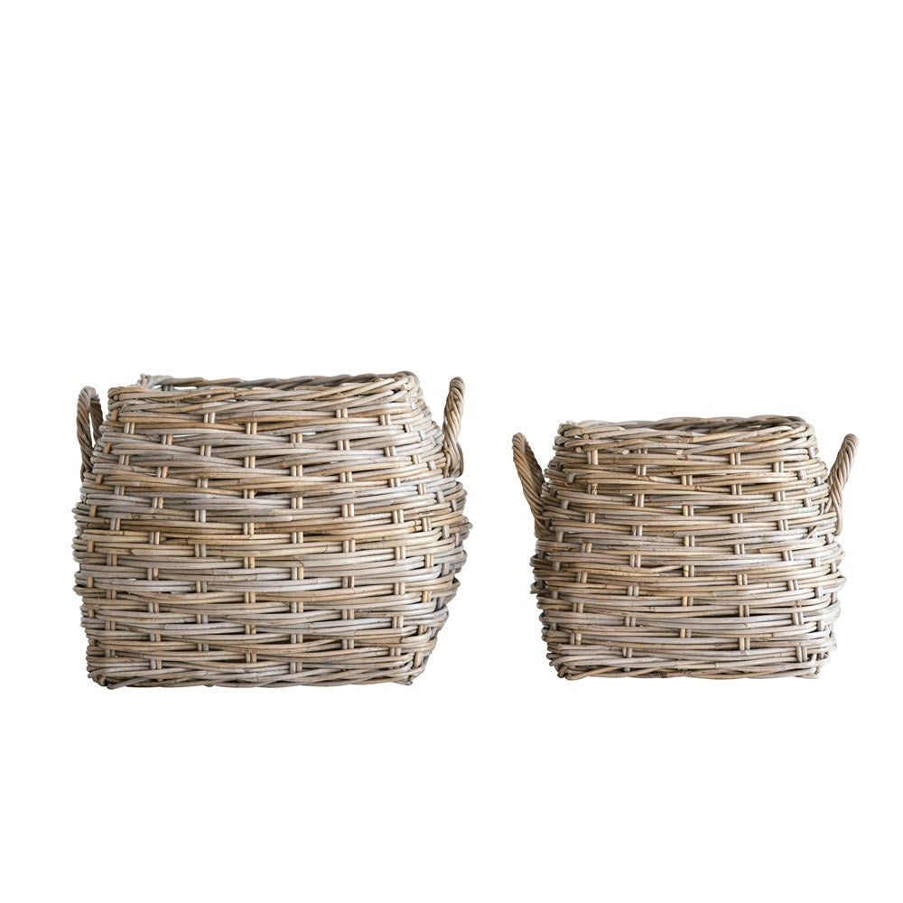 Natural Rattan Baskets w/ Handles