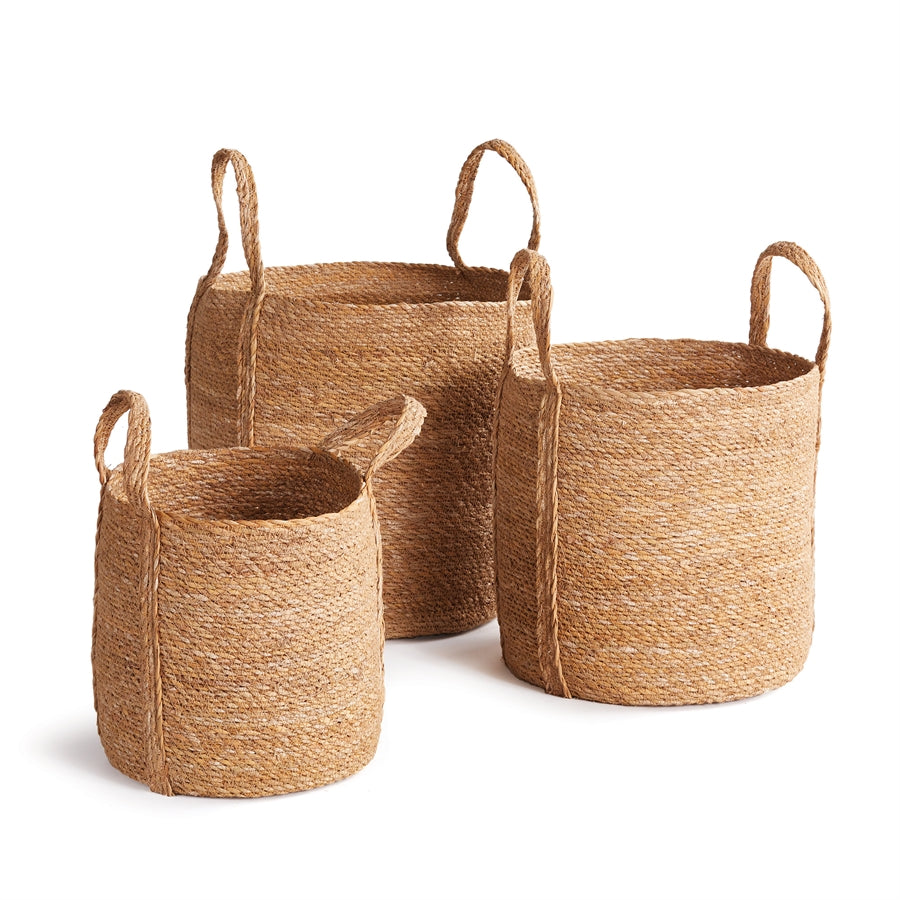 Seagrass Round Basket with Long Handles
