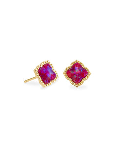 Mallory Gold Stud Earrings - Plum Opal