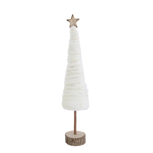 18" Wool Christmas Tree with Star and Wood Base