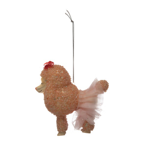 Glass Poodle Ornament with Tutu and Beads